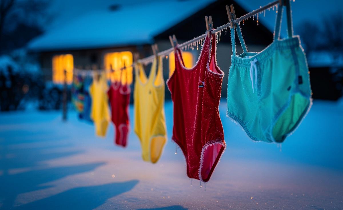 Mitten im Winter hängen Menschen ihre Badeanzüge in den Garten, Hausbesitzer erklären warum